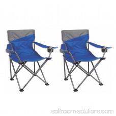 2) Coleman Camping Outdoor Beach Folding Big-N-Tall Oversized Quad Chairs, Blue